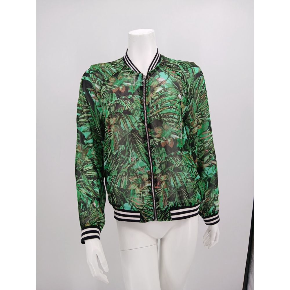Womens Juicy Couture Lightweight Tropical Sheer Bomber Jacket Large